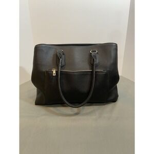 Kelly & Katie Tote Black Faux Leather Multi-Pocket Purse Double Top Handles